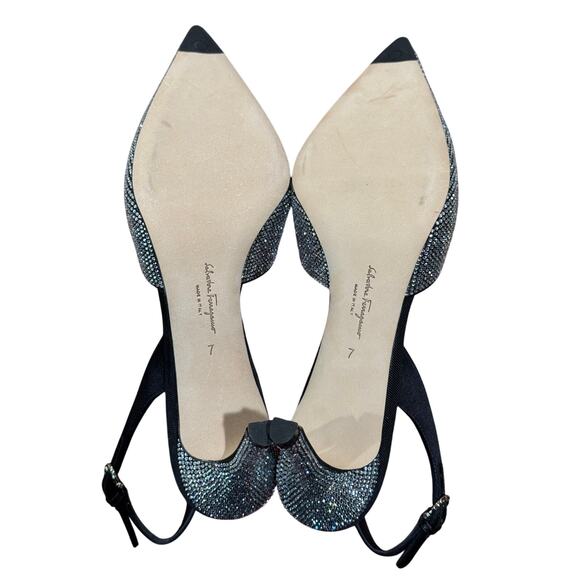 Salvatore Ferragamo Ileen 70 Crystal-Embellished Slingback Pumps sz. 7B - Picture 11 of 12